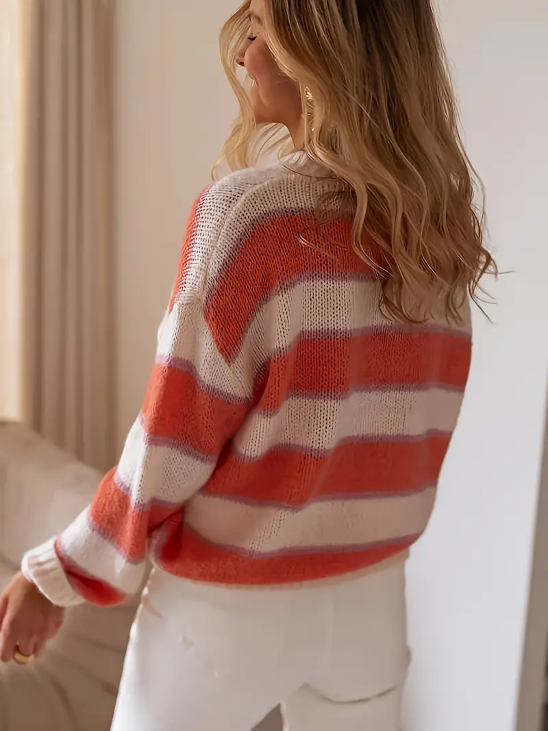 Julietta -Gestreifter Pullover in Blush - Image 2