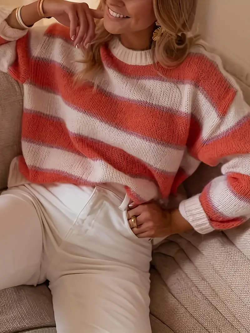 Julietta -Gestreifter Pullover in Blush - Image 3