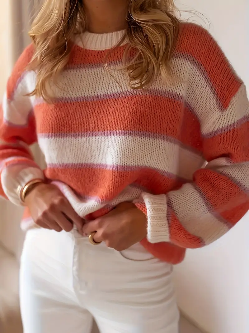 Julietta -Gestreifter Pullover in Blush - Image 5