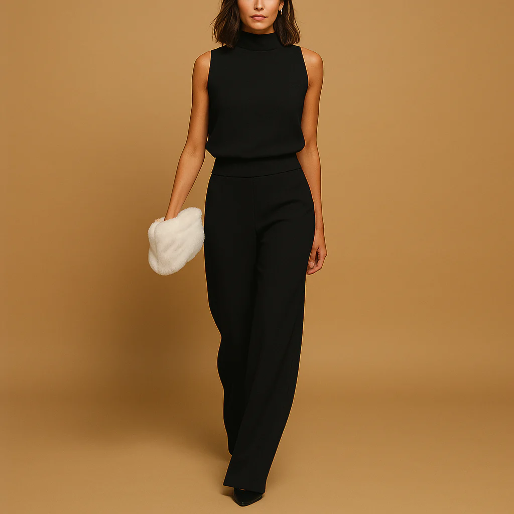 Jumpsuit Damen | ärmellose Ausführung mit hoher Taille und weitem Bein - Image 3