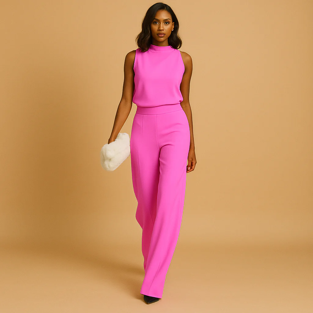 Jumpsuit Damen | ärmellose Ausführung mit hoher Taille und weitem Bein - Image 4
