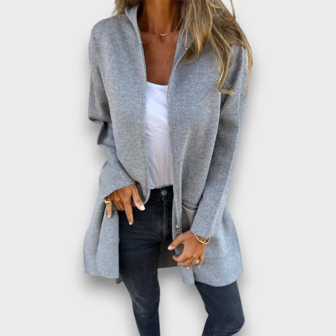 Junira – Langer Cardigan mit Reißverschluss - Image 3