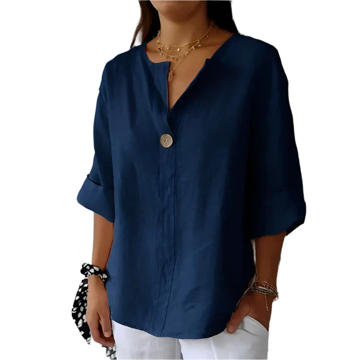 Kaemiya – Minimalistische Bluse aus Leinenmischung mit Knöpfen - Image 2