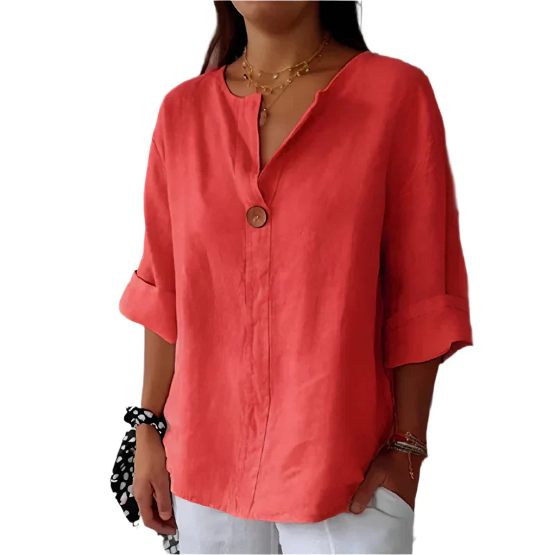 Kaemiya – Minimalistische Bluse aus Leinenmischung mit Knöpfen - Image 3