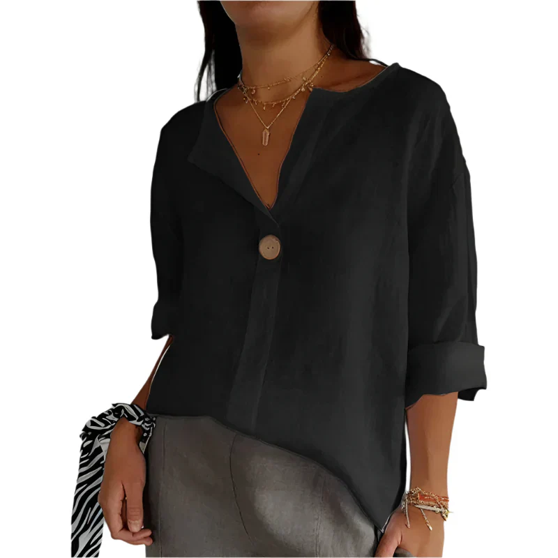 Kaemiya – Minimalistische Bluse aus Leinenmischung mit Knöpfen - Image 4