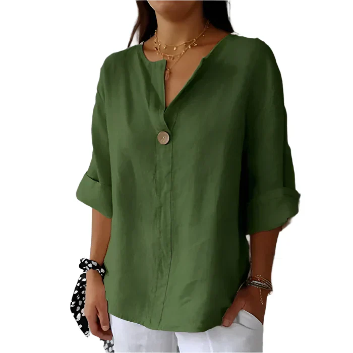 Kaemiya – Minimalistische Bluse aus Leinenmischung mit Knöpfen - Image 5