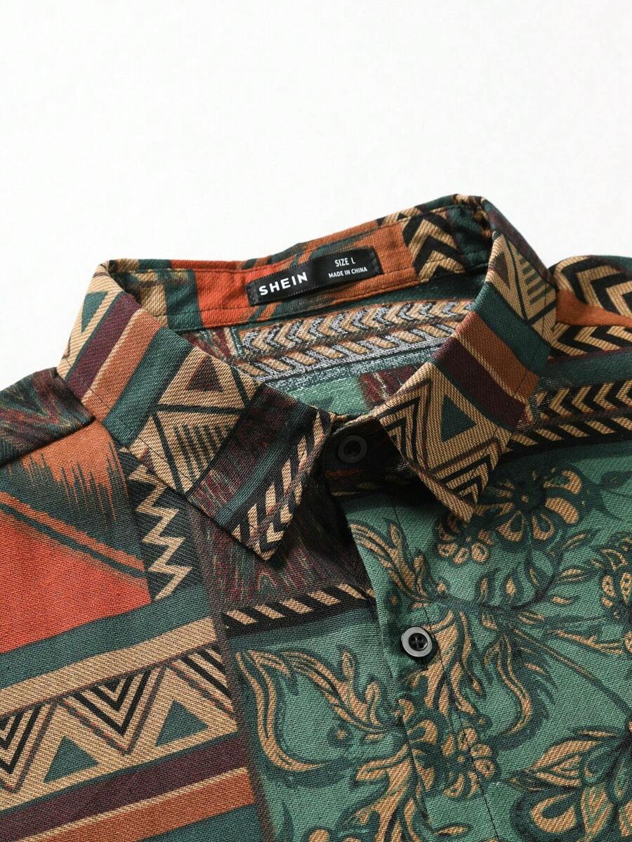 Kai – Herren Boho Hemd Geometrisch Bunt Kurzarm Modern - Image 4