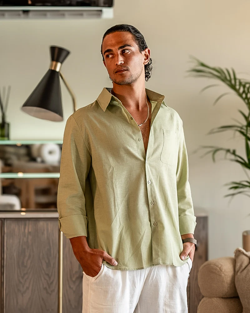 Kai | Lightweight Langarm Herren Sommer Leinenhemd - Image 11
