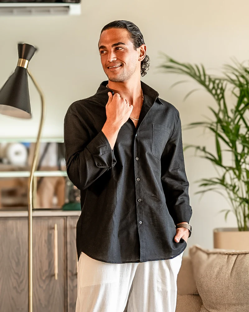 Kai | Lightweight Langarm Herren Sommer Leinenhemd - Image 13