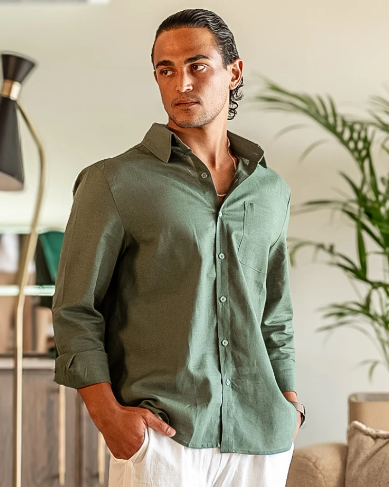 Kai | Lightweight Langarm Herren Sommer Leinenhemd - Image 6
