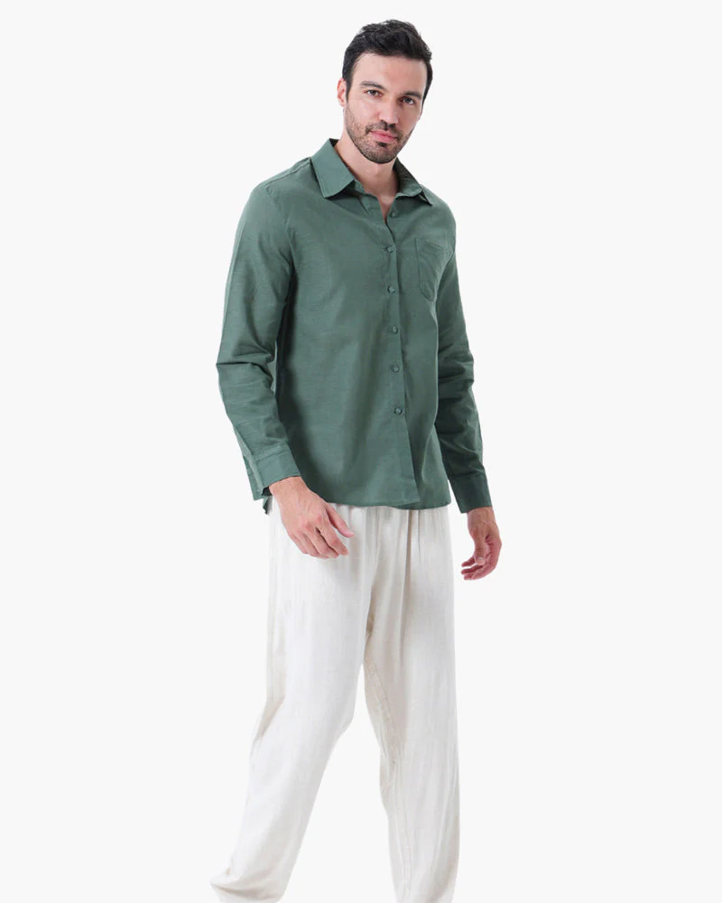 Kai | Lightweight Langarm Herren Sommer Leinenhemd - Image 8