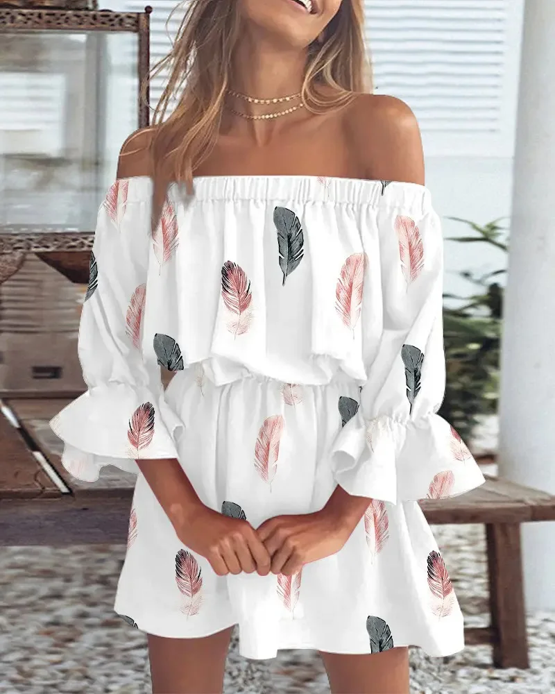 Kaia- Sexy Off Shoulder Gedrucktes Kleid - Image 4