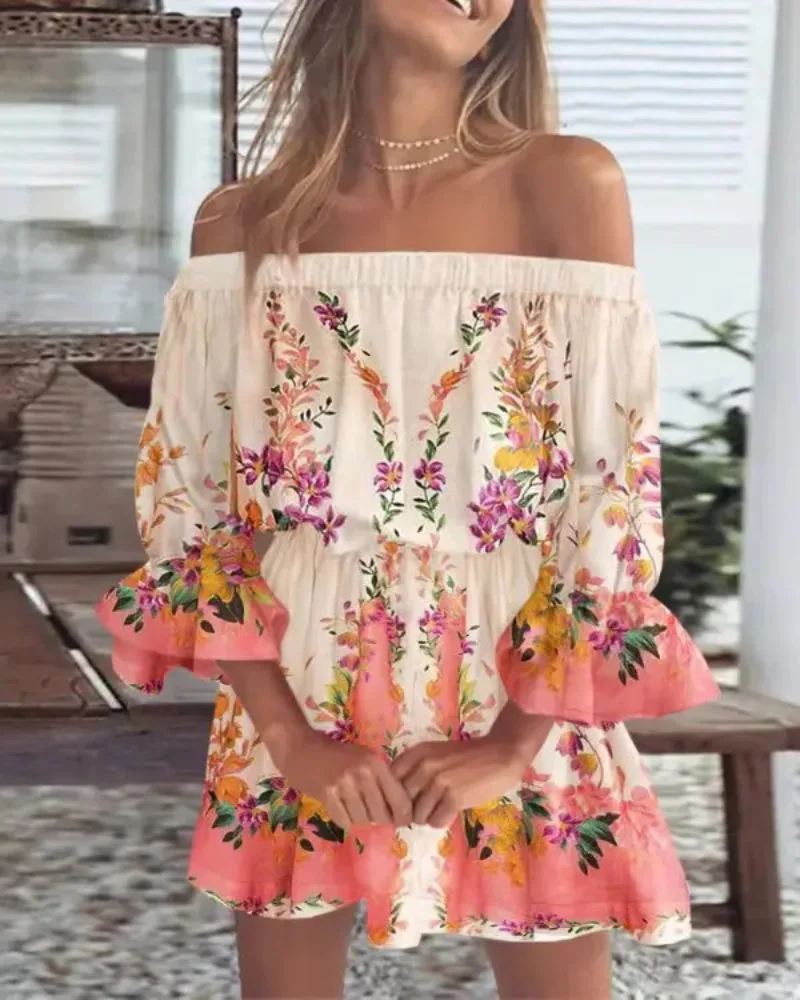 Kaia- Sexy Off Shoulder Gedrucktes Kleid - Image 6