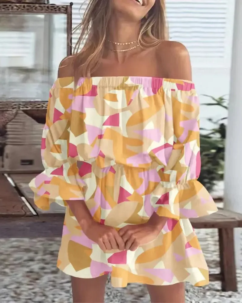 Kaia- Sexy Off Shoulder Gedrucktes Kleid - Image 7