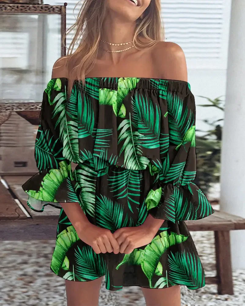 Kaia- Sexy Off Shoulder Gedrucktes Kleid - Image 8