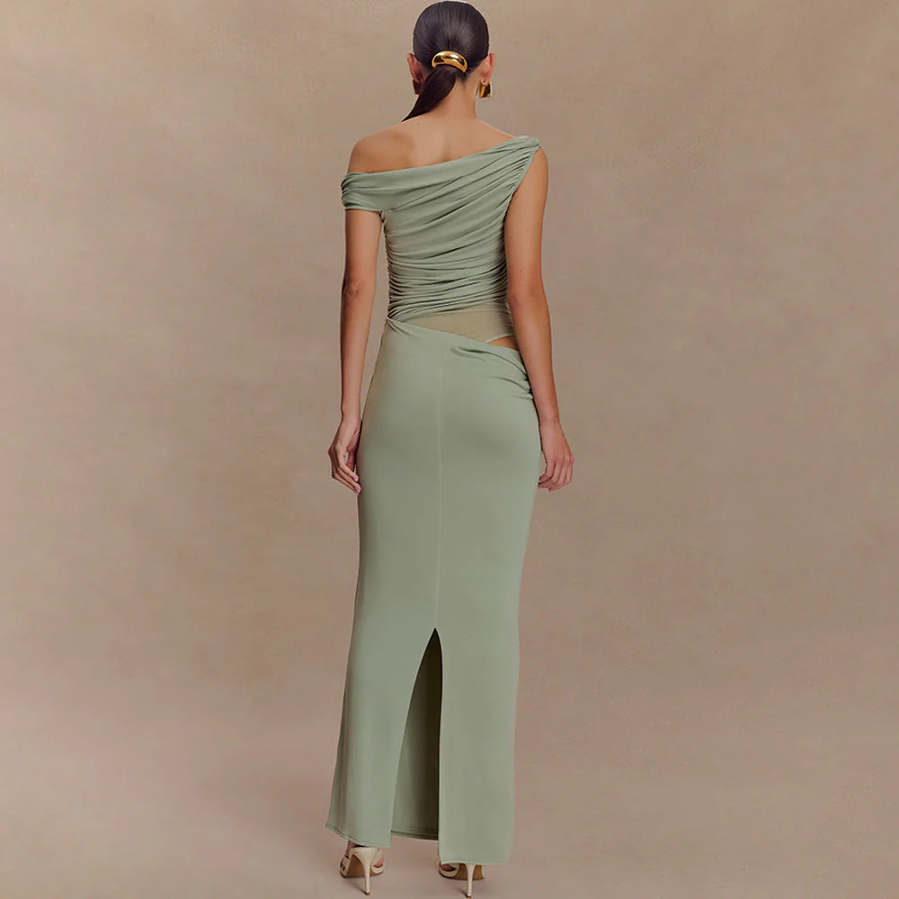 Kalya | Langes Kleid Drapiert Asymmetrisch - Image 2