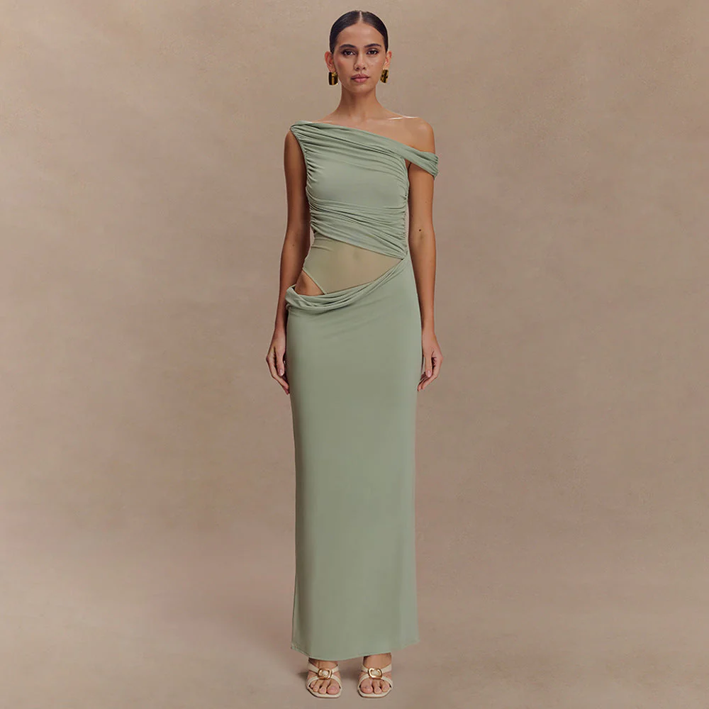 Kalya | Langes Kleid Drapiert Asymmetrisch - Image 5