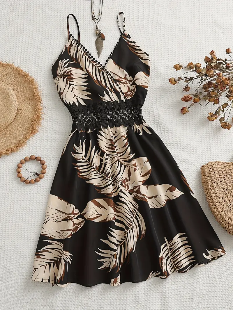 Kamala – A-Linien-Kleid mit Spaghettiträgern und tropischem Print - Image 8