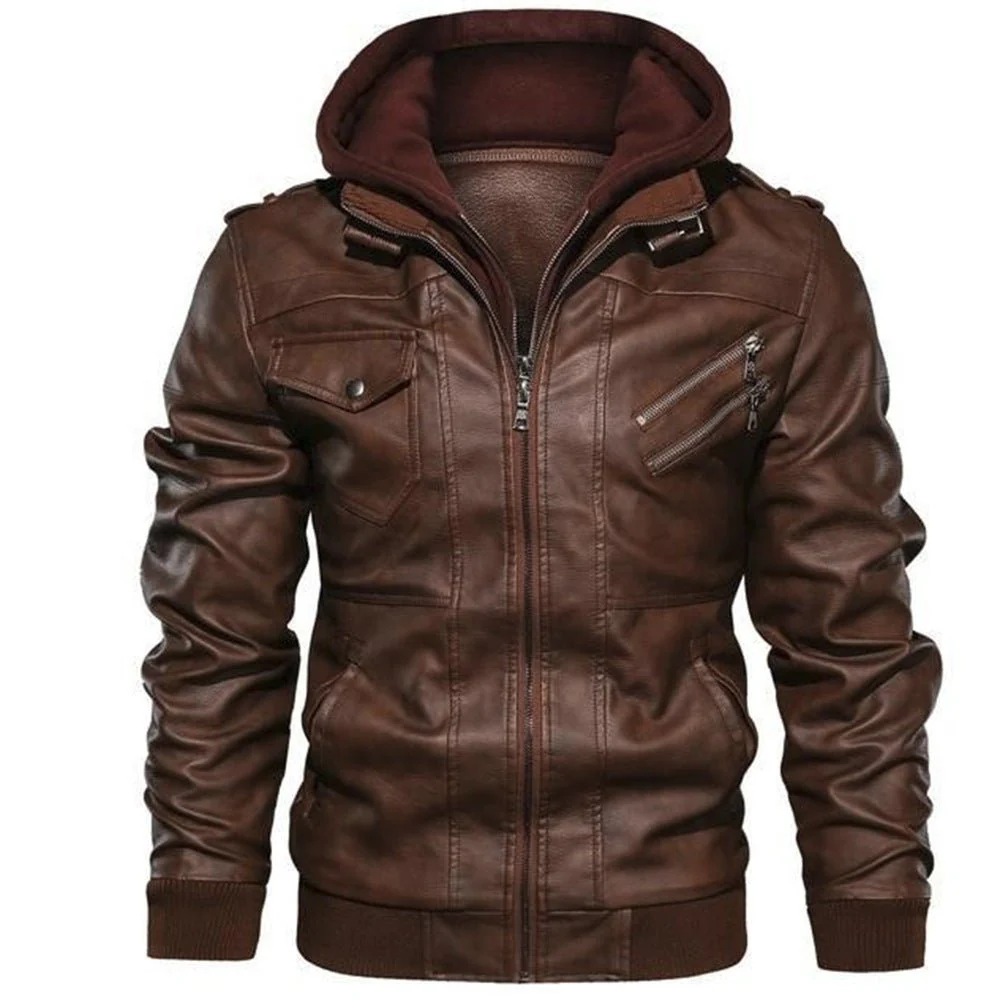 Kapuze Premium Bikerjacke für Herren | Lässig - Image 2