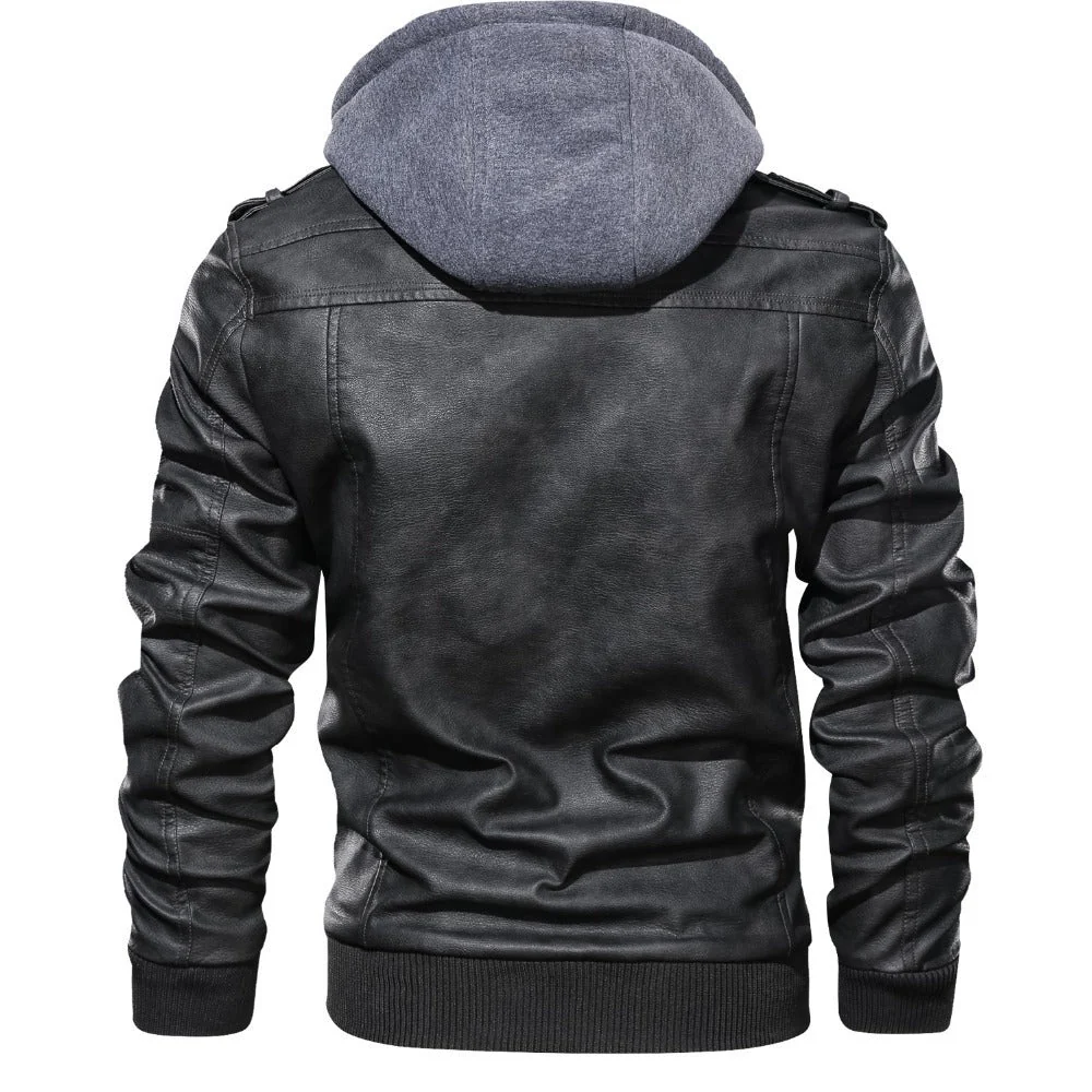 Kapuze Premium Bikerjacke für Herren | Lässig - Image 4