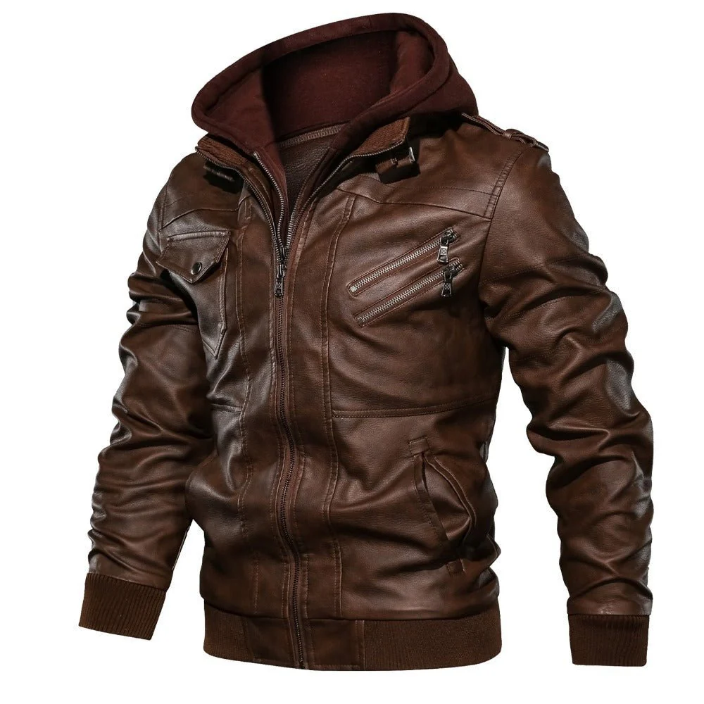 Kapuze Premium Bikerjacke für Herren | Lässig - Image 5