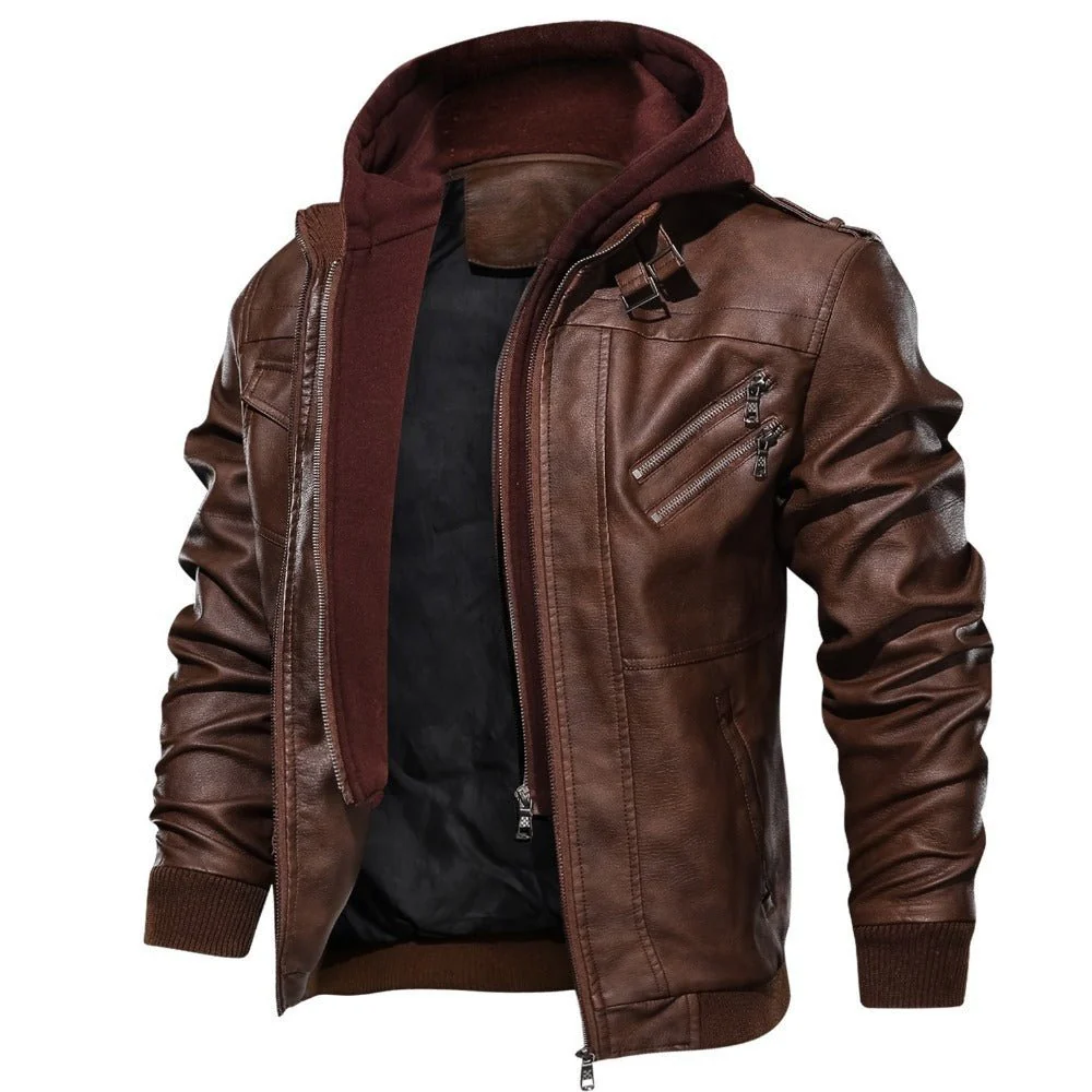 Kapuze Premium Bikerjacke für Herren | Lässig - Image 6