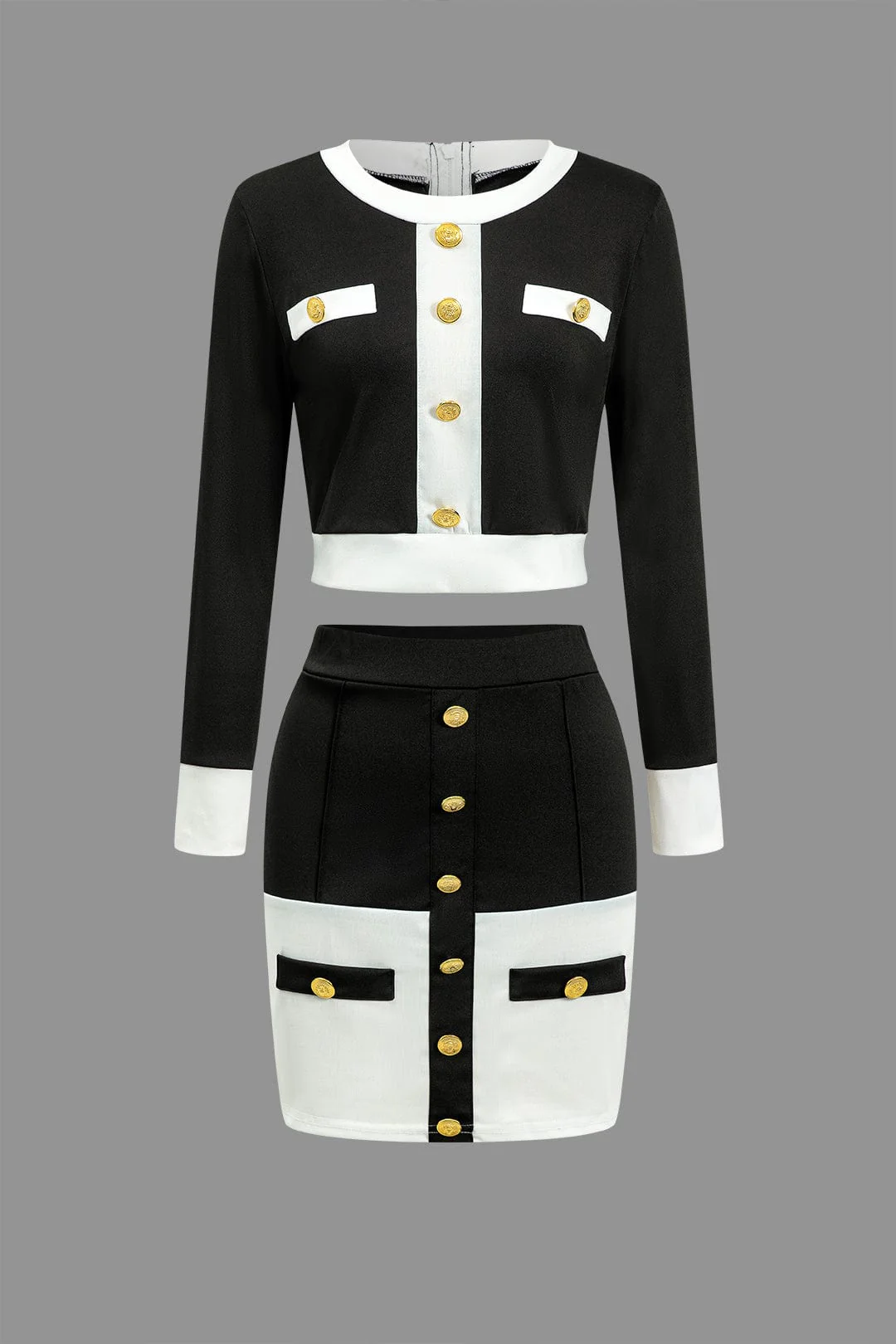 Karina | Elegantes Zweiteiler-Set mit Button-Detail & Minirock - Image 7