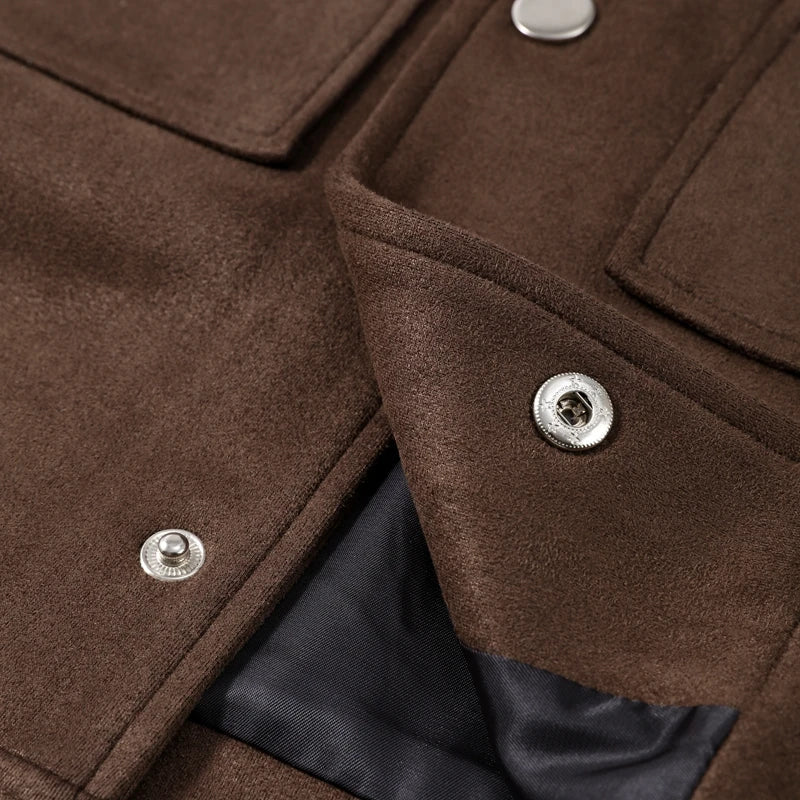 Karis | Damen Übergangsjacke Kurz Braun Mit Knöpfen & Taschen - Image 8