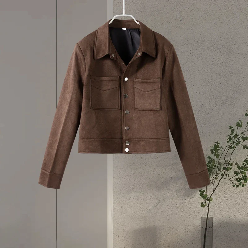 Karis | Damen Übergangsjacke Kurz Braun Mit Knöpfen & Taschen - Image 9