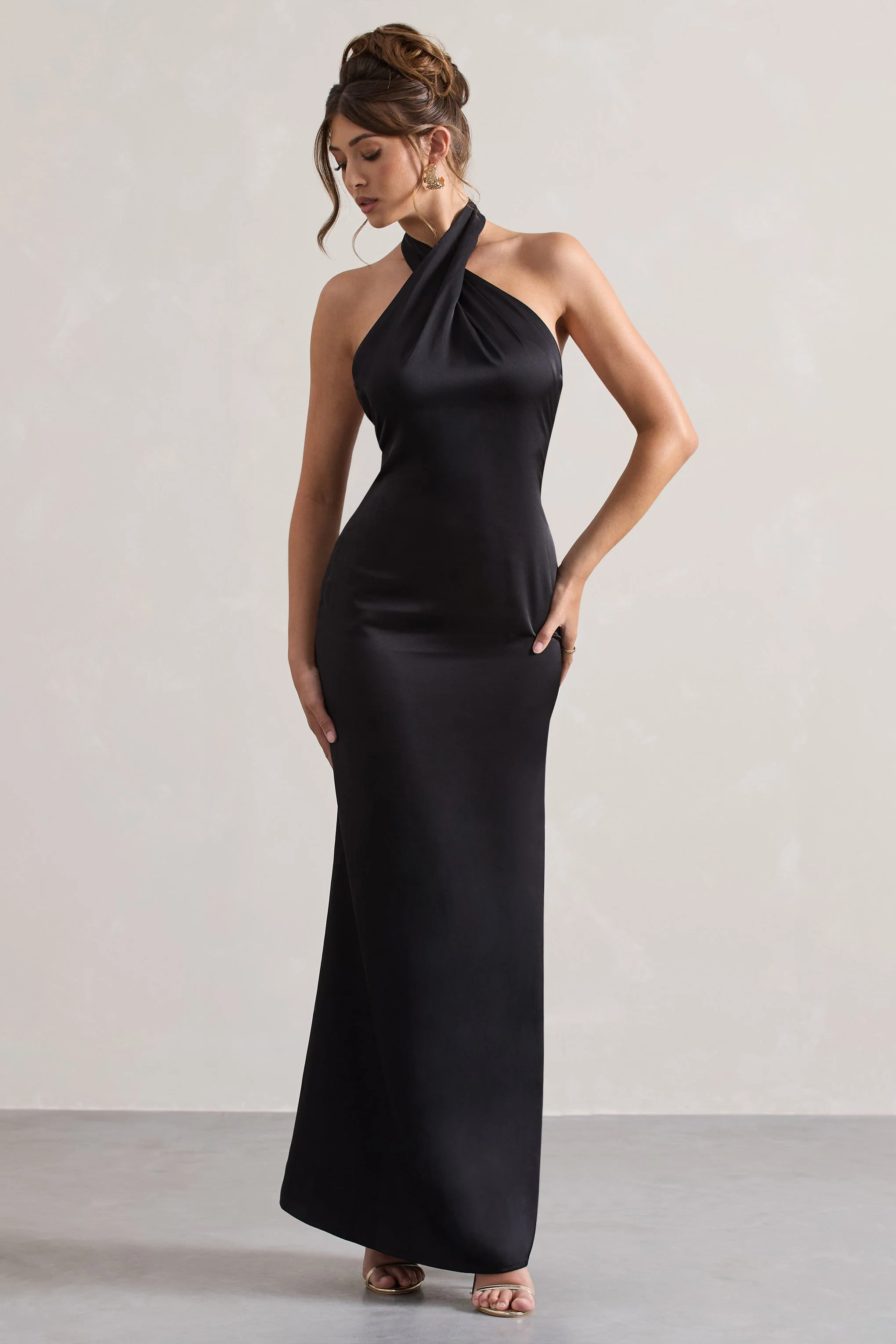 Karrie | Langes Neckholder-Kleid Satiniert - Image 2