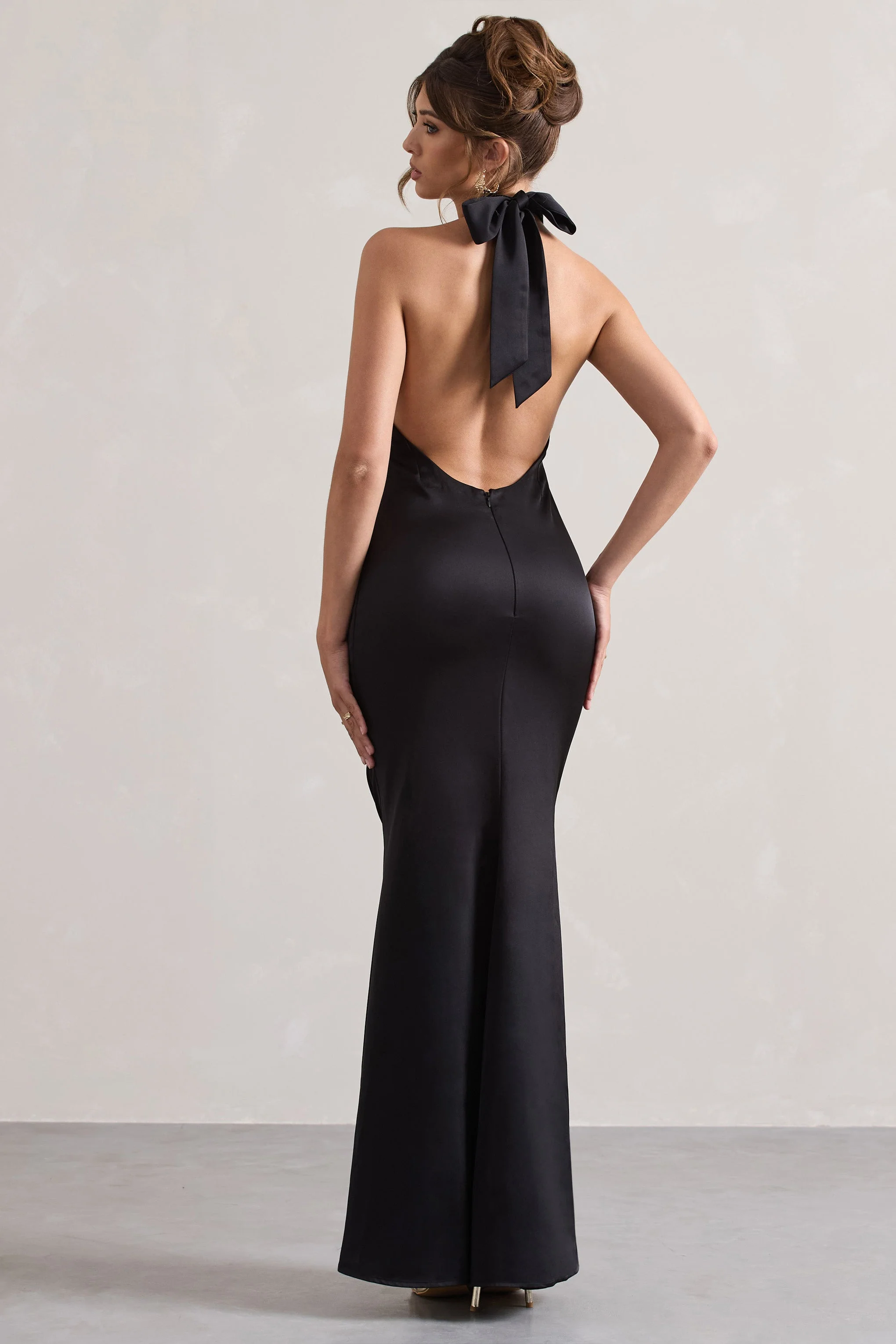 Karrie | Langes Neckholder-Kleid Satiniert - Image 3