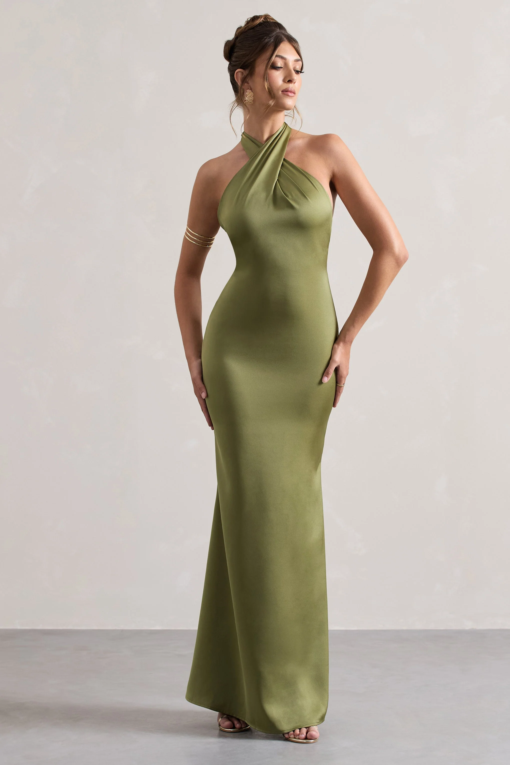 Karrie | Langes Neckholder-Kleid Satiniert - Image 4