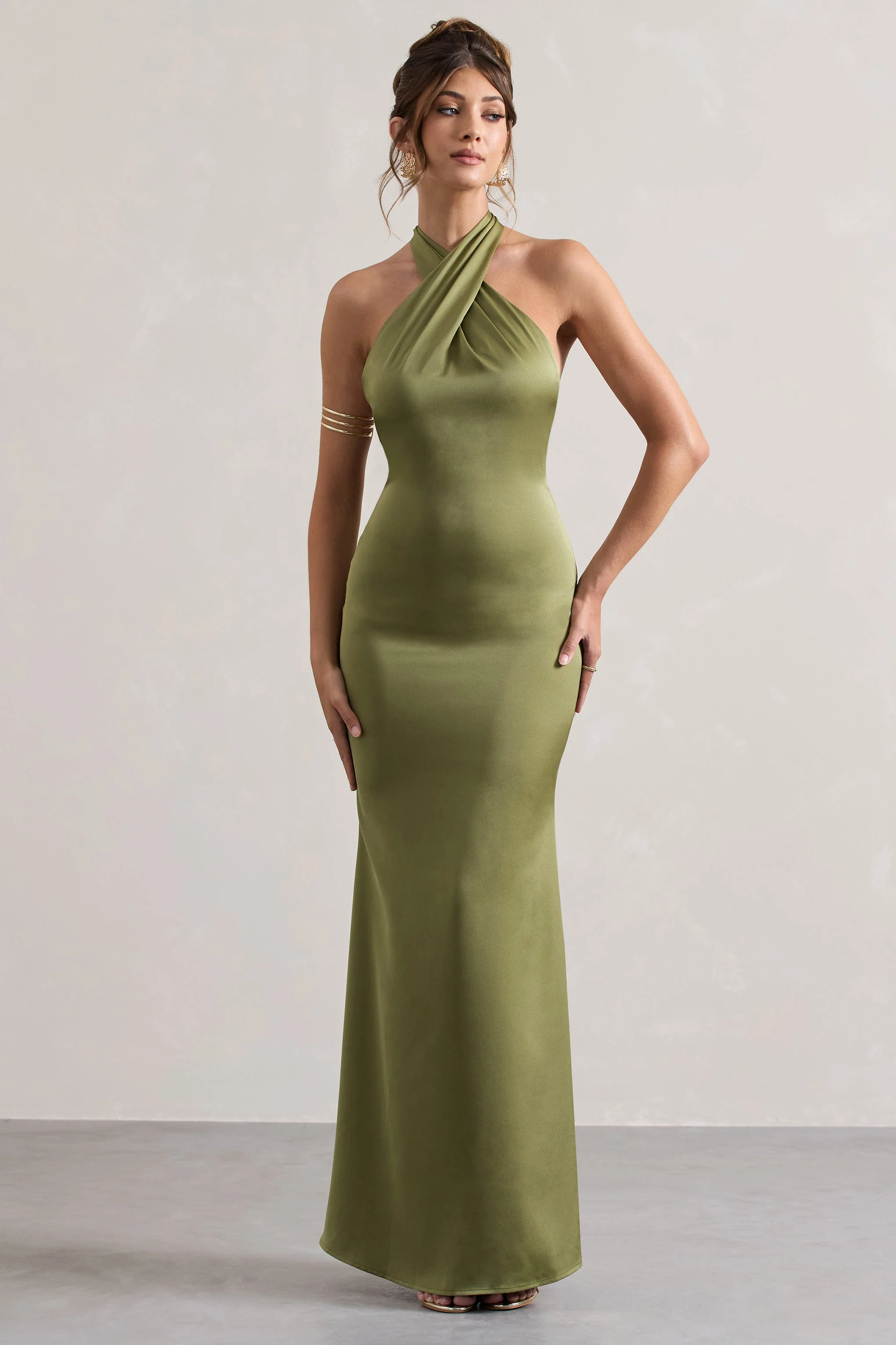 Karrie | Langes Neckholder-Kleid Satiniert - Image 5