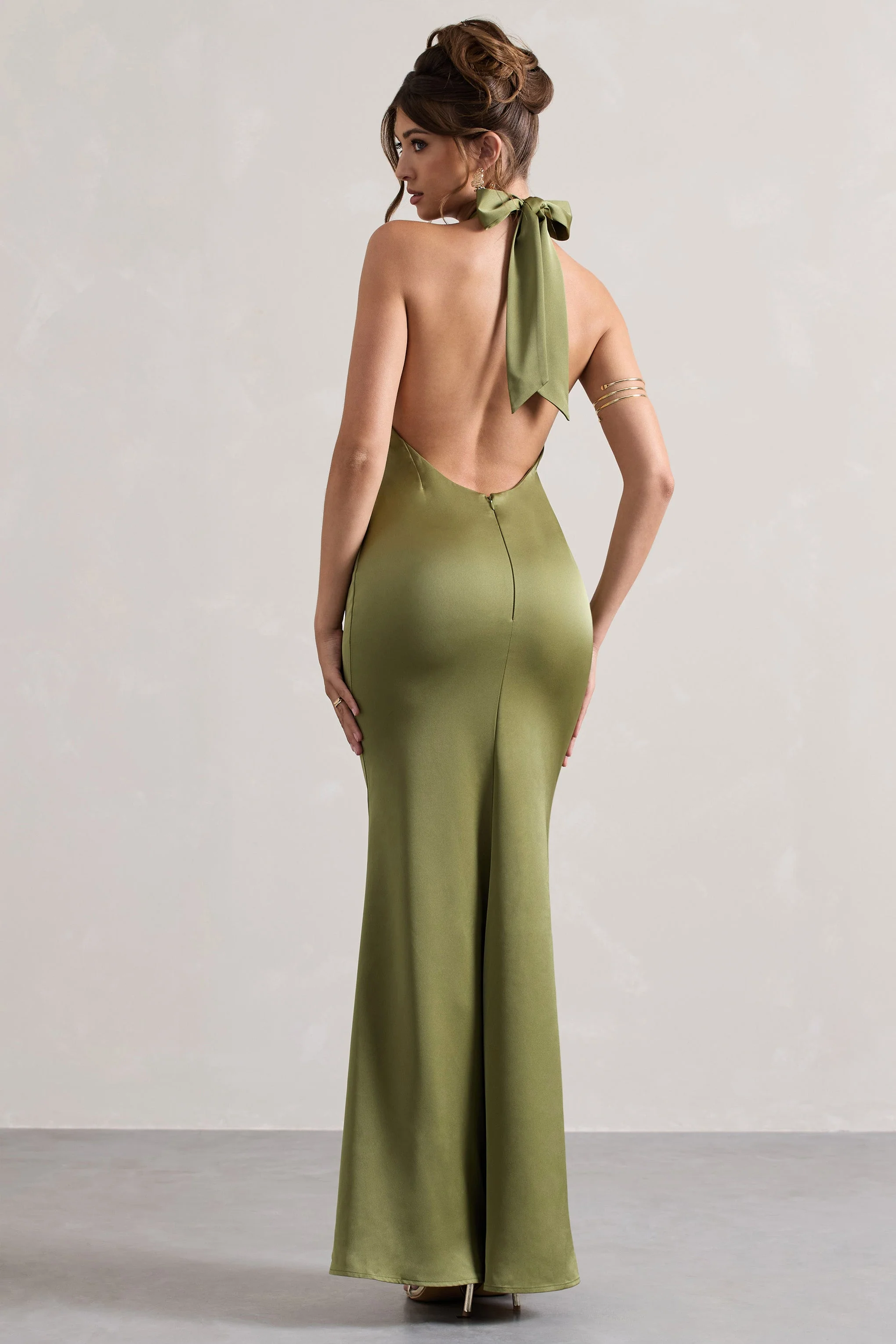 Karrie | Langes Neckholder-Kleid Satiniert - Image 6