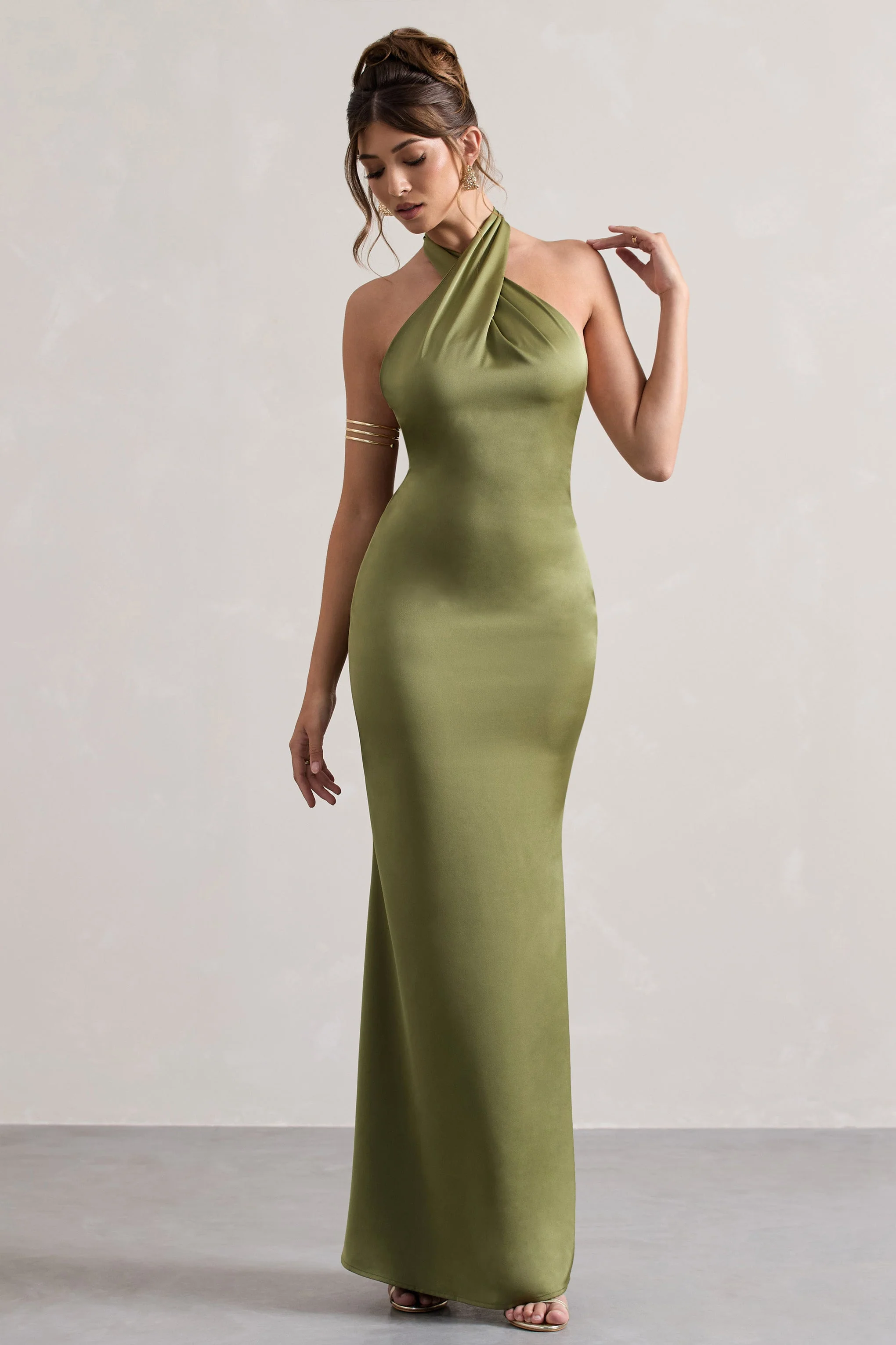 Karrie | Langes Neckholder-Kleid Satiniert - Image 8