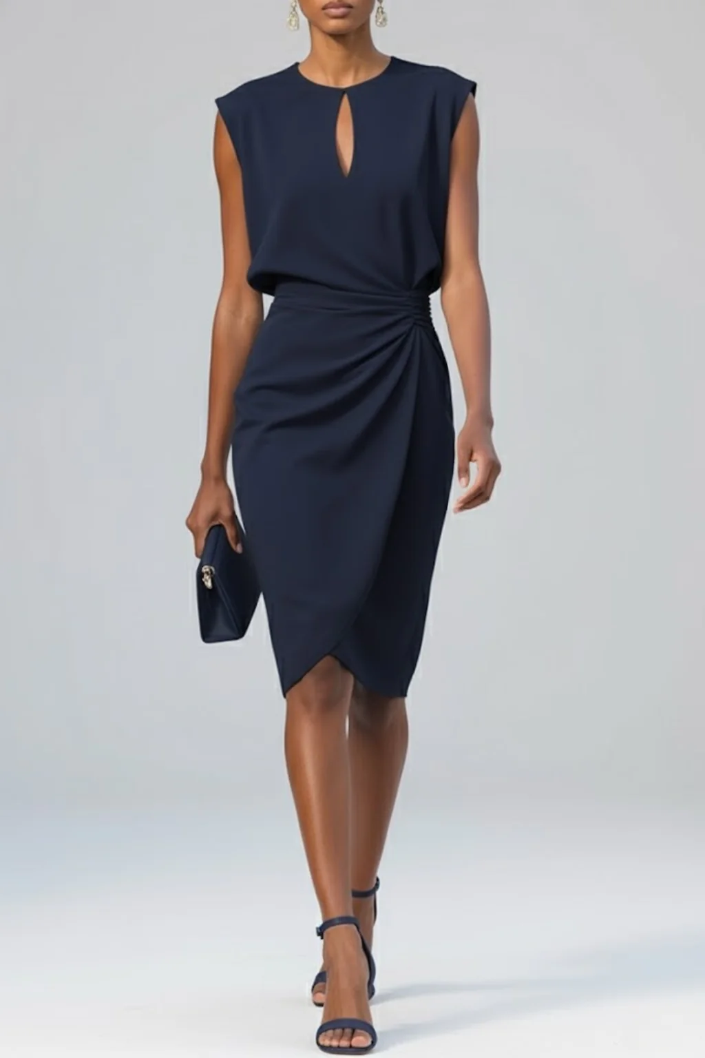 Katharina Damen Midi-Kleid mit Schlüsselloch-Ausschnitt und Raffung - Image 2