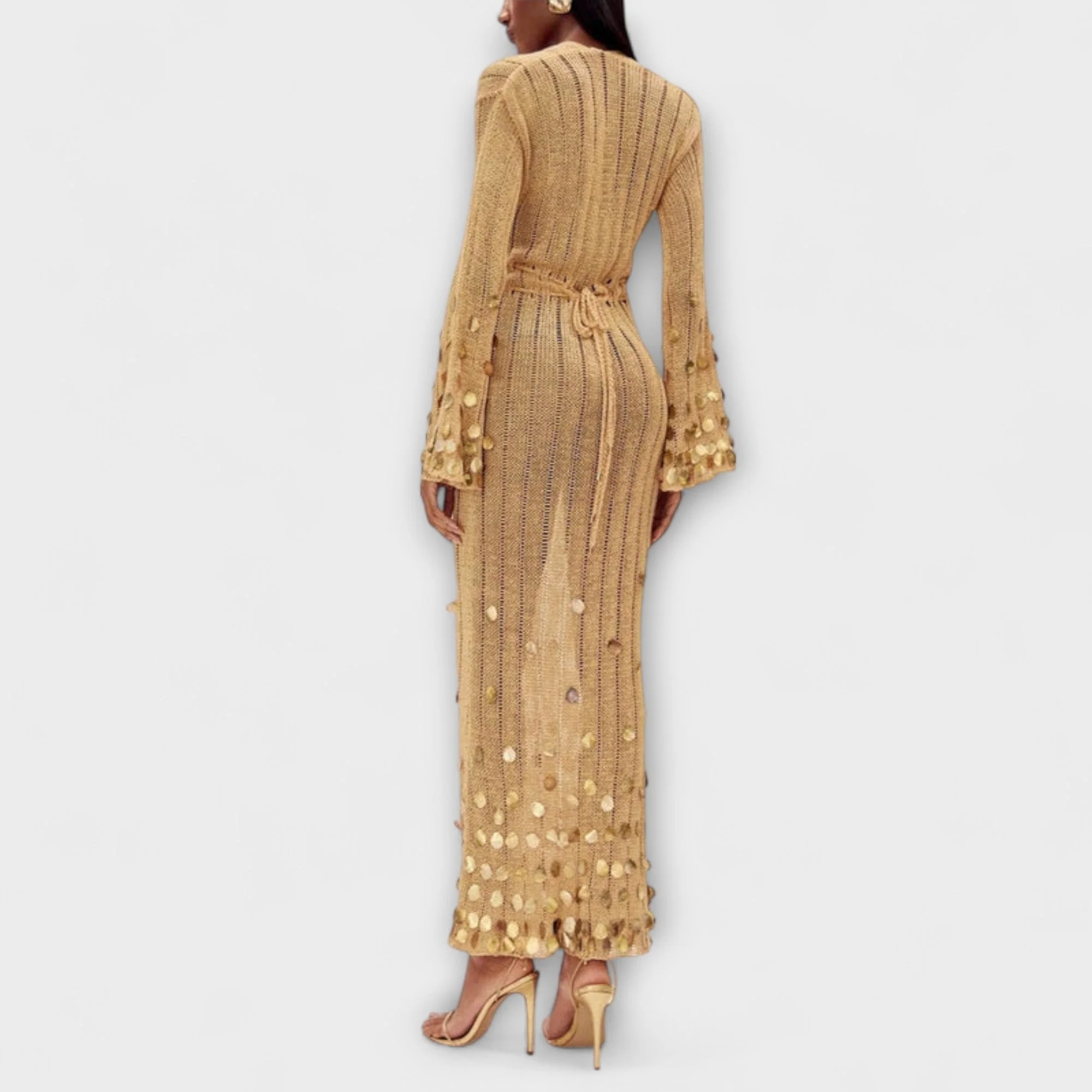 Kathleen - Goldenes Strick-Maxikleid von Dolly - Image 3
