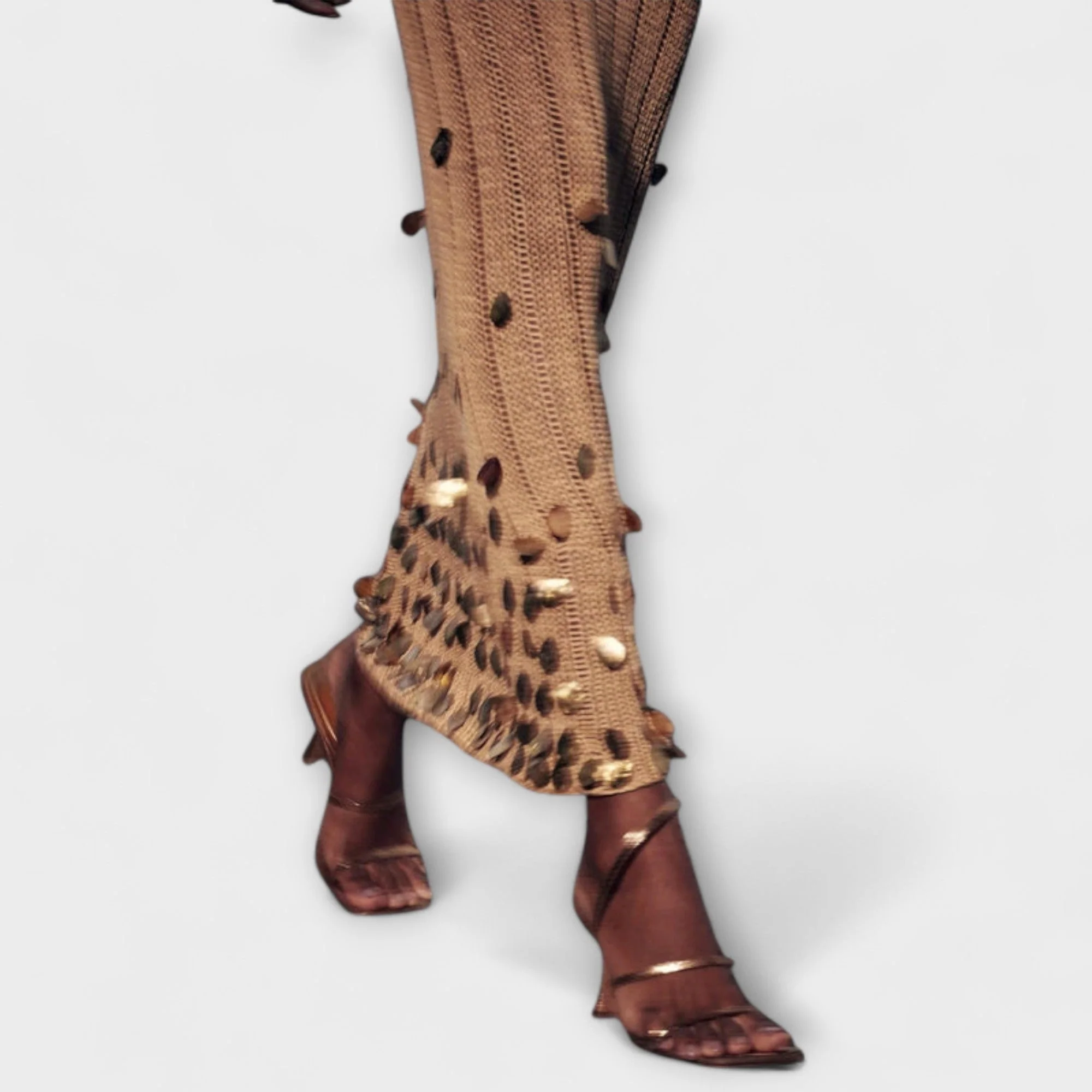 Kathleen - Goldenes Strick-Maxikleid von Dolly - Image 6
