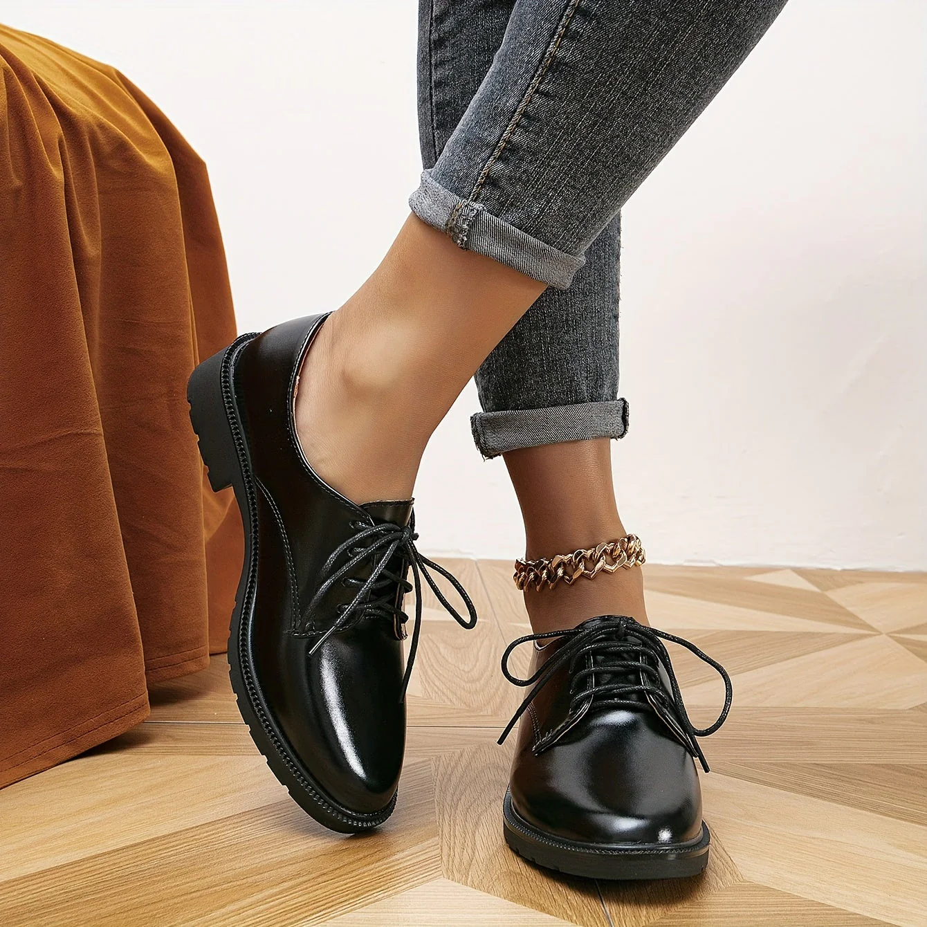 Katia- Black Orthopedic Lace Up Shoes for Women Schwarz - Image 2