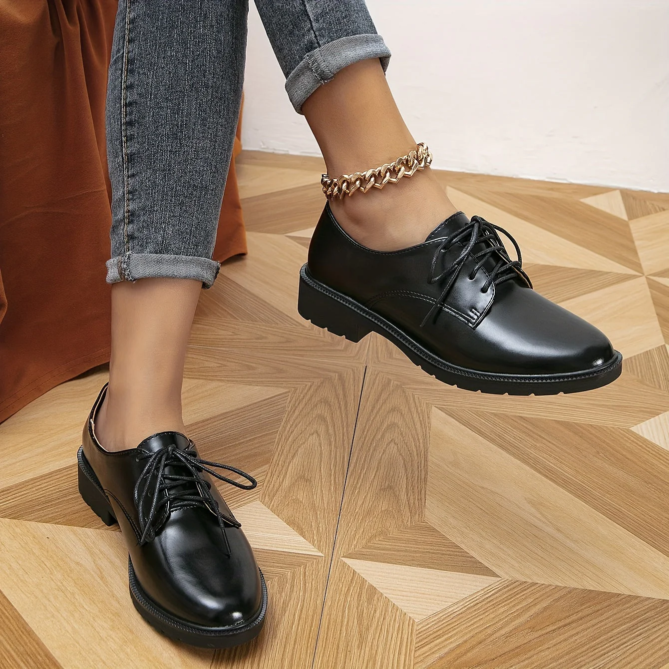 Katia- Black Orthopedic Lace Up Shoes for Women Schwarz - Image 4