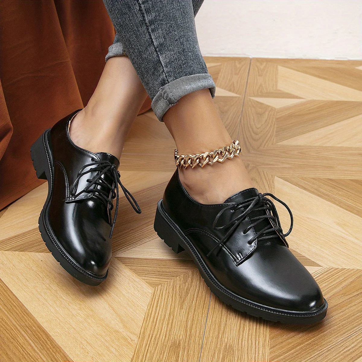 Katia- Black Orthopedic Lace Up Shoes for Women Schwarz - Image 6