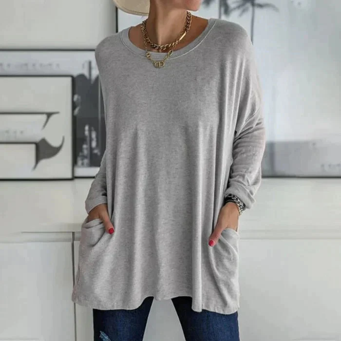 Katrin | Tunika mit Vordertaschen Bluse - Image 4