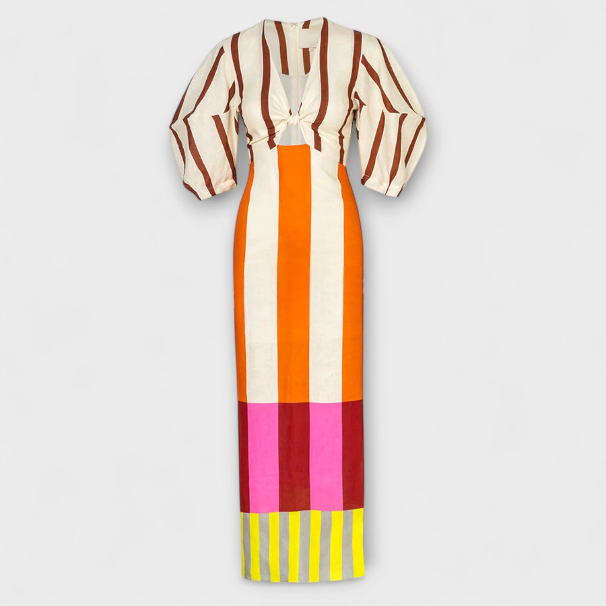 Kaya - Maxikleid mit tiefem Ausschnitt und Puffärmeln - Image 3