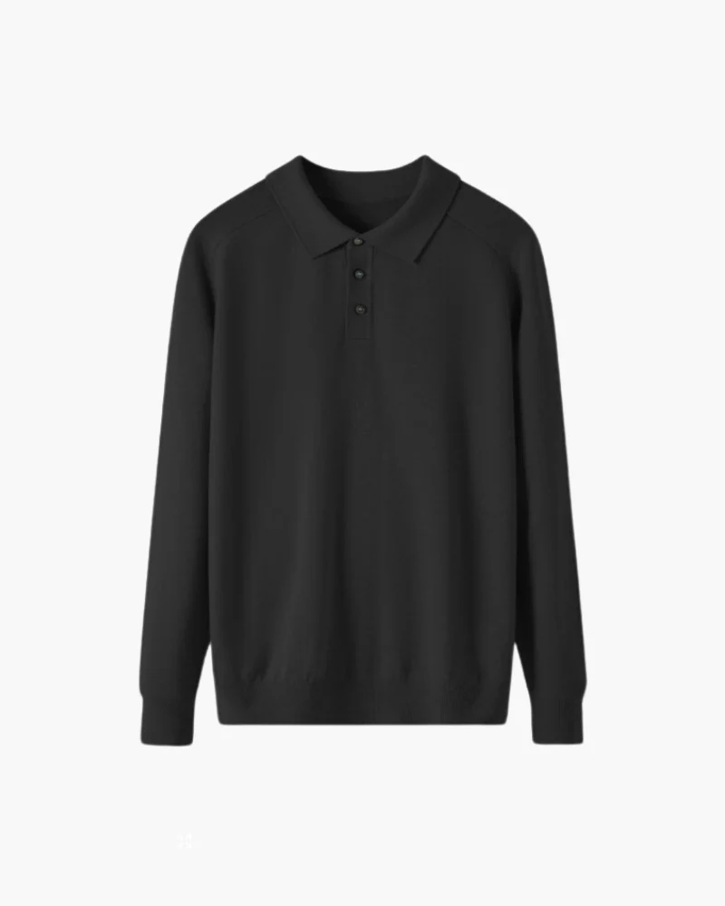 Kayden | All-Black Passendes Outfit mit Langer Ärmel Polohemd, hose & Wildleder-Loafer - Image 2