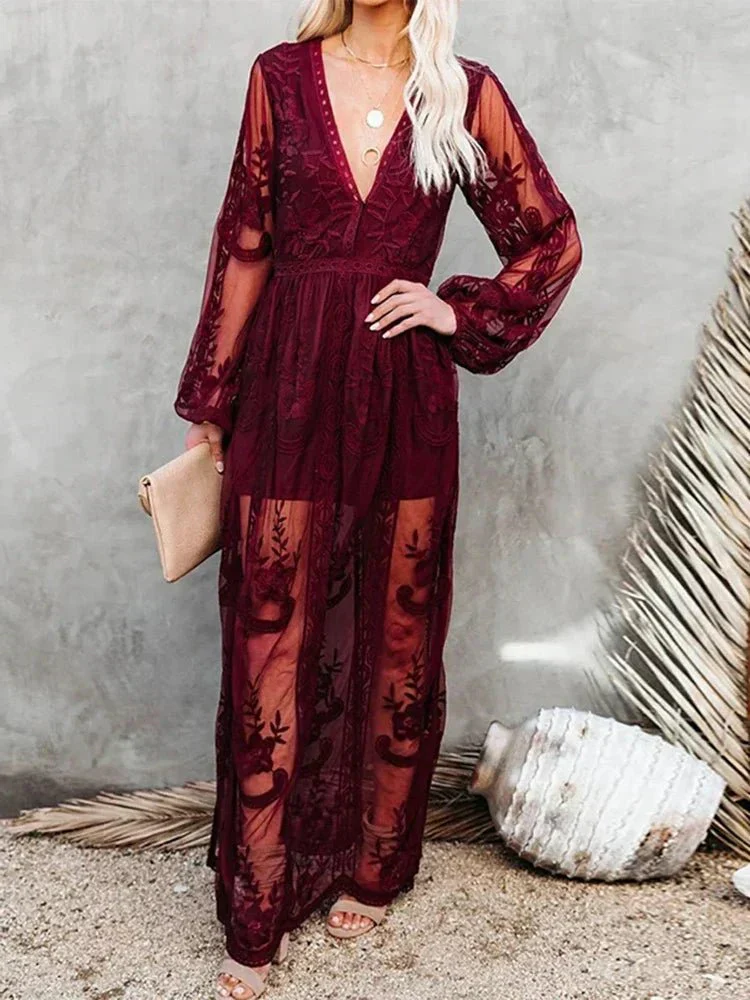 Keesha – Boho-Maxikleid mit Stickerei und Futter - Image 5
