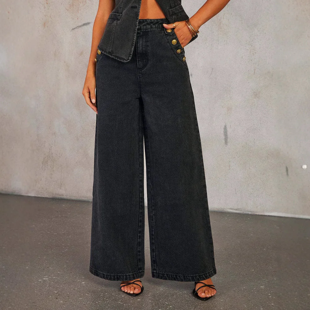 Keira | Set aus Jeansweste und weiter Hose - Image 3