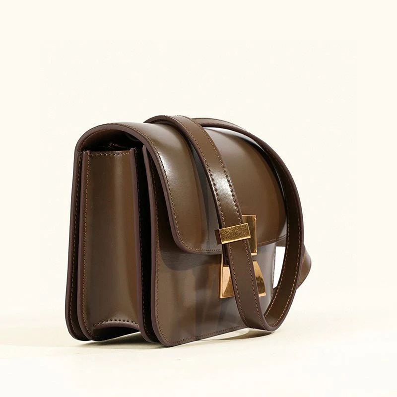 Klassische Damen-Schultertasche mit Überschlag aus echtem Leder - Image 4