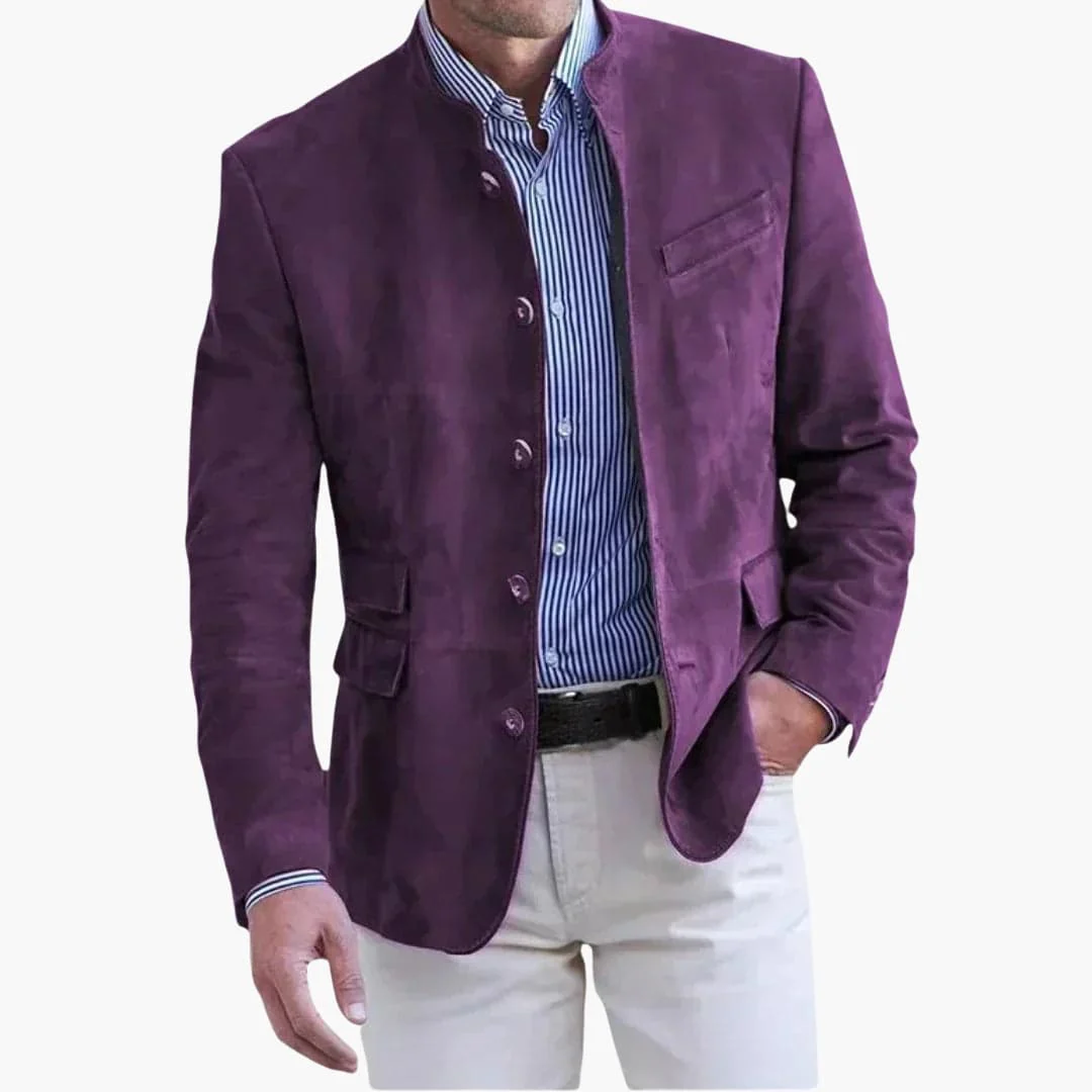 Klassische Herrenjacke mit Stehkragen und Knopfleiste - Image 3