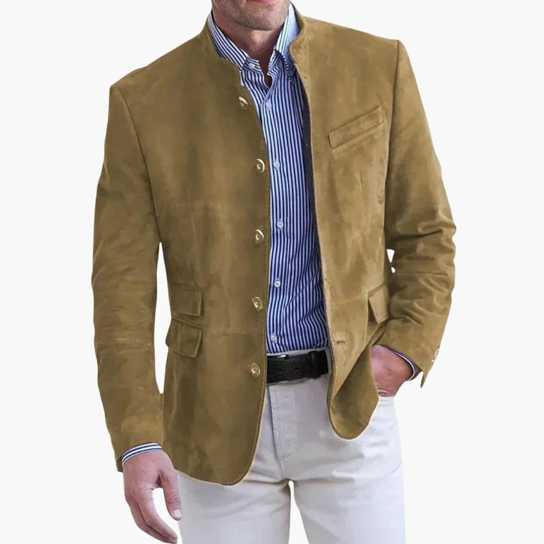 Klassische Herrenjacke mit Stehkragen und Knopfleiste - Image 5