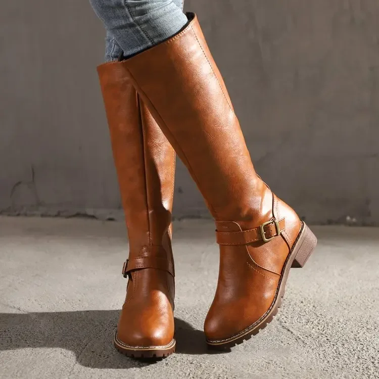 Klassische Kniehohe Stiefel für Damen | Mit Schnallendetails - Image 4